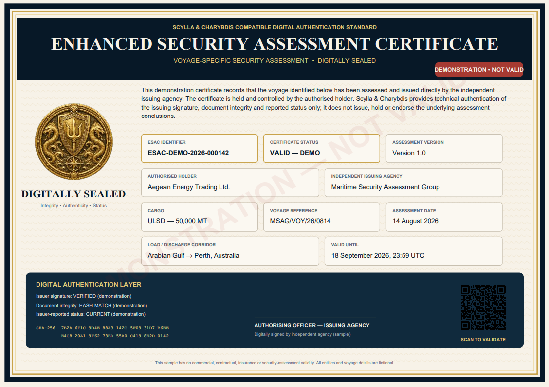 Example Enhanced Security Assessment Certificate
