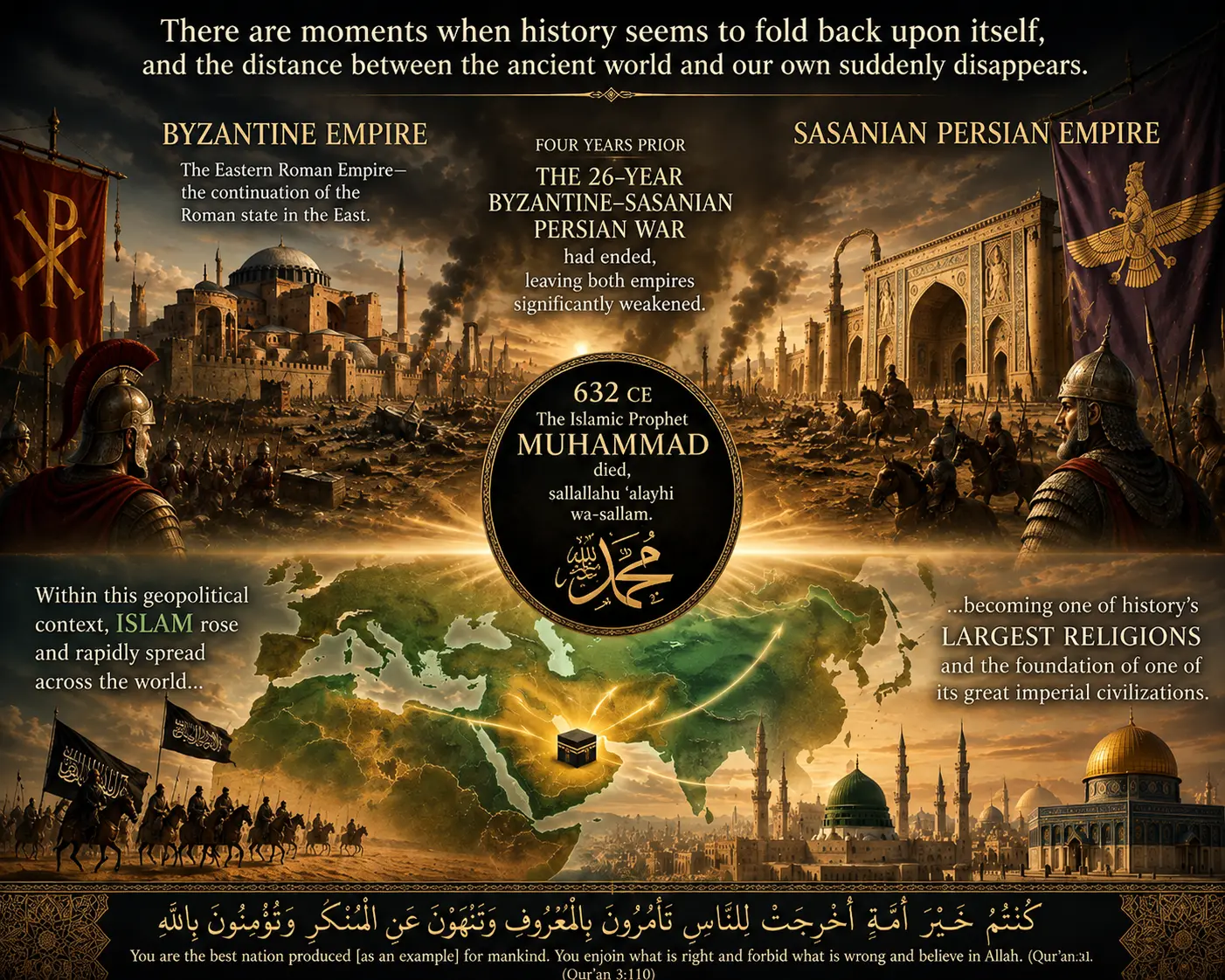 Historical analogy between the Byzantine–Sasanian war and the rise of Islam