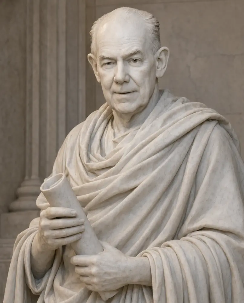 Classical-style statue portrait of John Mearsheimer
