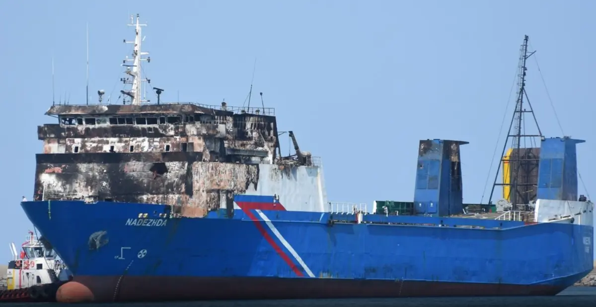 Fire-damaged Ro-Ro cargo vessel Nadezhda