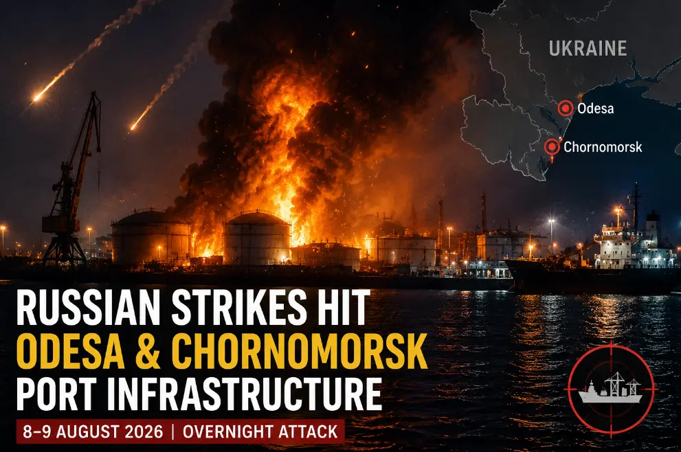 Russian strikes target Odesa and Chornomorsk port infrastructure